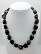 Naszyjnik KWARC DYMNY Naturalny BRYŁKI 18x21mm PREZENT Brązowy 48cm