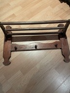 Wieszak drewniany ścienny z półką do przedpokoju | PRL, vintage