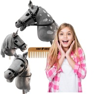 HOBBY HORSE KOŃ NA KIJU A3 KONIK GŁOWA KONIA PATYKU Z GRZYWĄ + GRZEBIEŃ