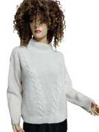 SWETER swobodny z wełną warkocze 38
