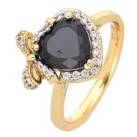 54249 Pierścionek pozłacany 18K średnica 16 mm serce z kokardką