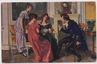 Fritz Martin towarzystwo w salonie 1917r. wachlarz zegar lustro