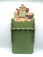 Retro zielona kuchenna półeczka półka na łyżki - drewniana 47cm - wieszak
