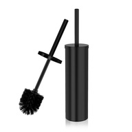 SZCZOTKA TOALETOWA WC STOJĄCA STALOWA CZARNA ZAMYKANA