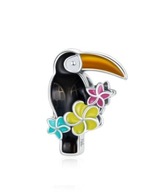 zawieszka charms tukan tropiki emalia ptak srebro