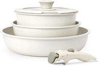 Zestaw Garnków I Patelni 5x Piekarnik Zdejmowany Uchwyt Nieprzywierająca