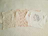 Primark 3 bluzki kwiatki biała i wróżki nowe roz 128