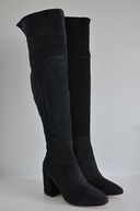 MEGA STYLOWE muszkieterki kozaki za kolano ZIGN czarny zamsz WYGODNY obcas