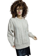 SWETER bardzo CIEPŁY WEŁNIANY górski z warkoczem 40/42