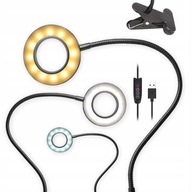 Lampka LED biurkowa z klipsem do czytania regulowana nocna 3 usb 360°