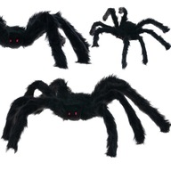 PAJĄK NA HALLOWEEN DEKORACJA OZDOBA STRASZNY GIGANT WŁOCHATY CZARNY DUŻY