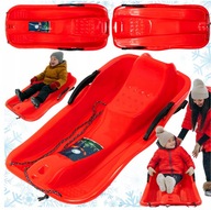 SANKI PLASTIKOWE DLA DZIECI Z OPARCIEM Z HAMULCEM DUŻE CZERWONE ŚLIZG