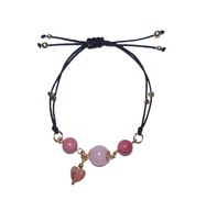 Bransoletka regulowana z naturalnych kamieni Kwarc różowy Rodonit Miłość