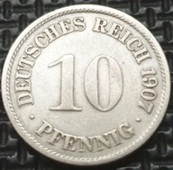 **NIEMCY [1444]*10 Pfennig 1907 *F typ 2 mała tarcza