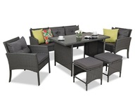 Zestaw mebli ogrodowych technorattan Bari z pufami Antracyt 6 el.