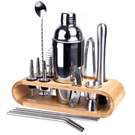 ZESTAW BARMAŃSKI 17 ELEMENTÓW SHAKER STOJAK DUŻY PROFESJONALNY DO DRINKÓW