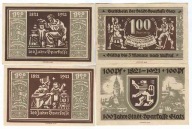 Banknoty zastepcze miasta - GLATZ - KLODZKO - 4 x 100 Pfennig - UNC