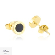 Eap26842 Kolczyki złocone sztyft tarcza czarna