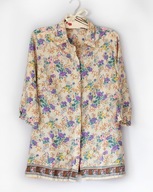 Narzutka Koszula Boho BEŻ Krem w Piękny Wzór Kwiaty Ornamenty**M/L