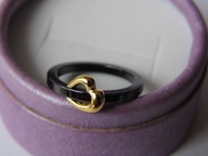 -25%PIERSCIONEK CZARNA CERAMIKA Z SREBREM 925 R.15