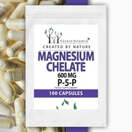 Magnez Chelatowany 100kaps CHELAT + WITAMINA B6 P5P SERCE SKURCZE PAMIĘĆ
