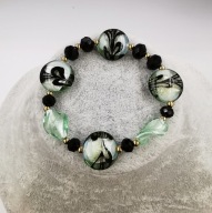 AAA Bransoletka złota stal chirurgiczna zielono-czarna