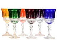 Kolorowe KRYSZTAŁOWE Kieliszki do Wina/Goblety Dz.220 ml Szlifowane Polskie