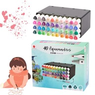 ZESTAW 40 MARKERÓW DÉCOTIME PODWÓJNA KOŃCÓWKA EFEKT AKWARELI DWUSTRONNE