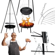 GRILL OGRODOWY PALENISKO WISZĄCE TRÓJNÓG DUŻY 50CM RUSZT DO OGRODU NA TARAS