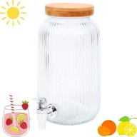 DZBANEK ZE SZKŁA Z KRANIKIEM – 3L / LATO / OGRÓD / WODA KARAFKA SREBRNY