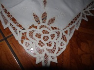 Komplet bezowych zazdrosek z koronka brukselska - 38 cm x 78 cm