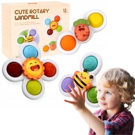 ZABAWKA DO KĄPIELI SENSORYCZNA DLA DZIECI FIDGET SPINNER Z PRZYSSAWKĄ 3 SZT