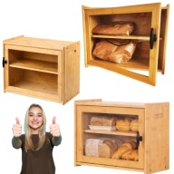 CHLEBAK DREWNIANY DUŻY BAMBUSOWY DWUPOZIOMOWY POJEMNIK NA PIECZYWO APTEL