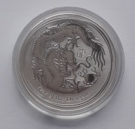 Moneta srebrna z serii lunar 2012 Rok Smoka 1 uncja próby 999 POLECAM