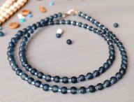 MINIMAL Naszyjnik morskie mat szkło granatowy Silver-Lined Sapphire CHOKER