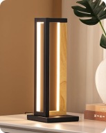 Lampka nocna LED dotykowa ściemniana 3 barwy nowoczesna czarna-drewno