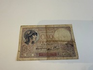 Francja 5 franków 1939 P#83 stan F
