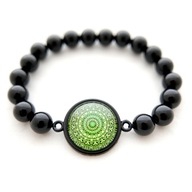 Bransoletka z ONYKSU zielona MANDALA afirmacja