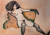 Akt kobieta Burleska Unikat akwarela A4