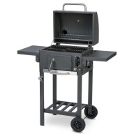 GRILL WĘGLOWY OGRODOWY Z POKRYWĄ KOMIN TERMOMETR RUSZT ŻELIWNY POPIELNIK