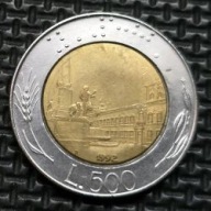 *WŁOCHY [0372]*500 Lirów 1992r. Republika Włoska, Pałac Kwirynalski Rzym