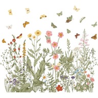 NAKLEJKI NA ŚCIANĘ KWITNĄCE TRAWY MOTYLE WAŻKI ŁĄKA