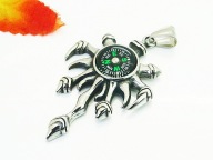 Zawieszka męska srebrna meduza macki stal chirurgiczna kompas 316 Z329