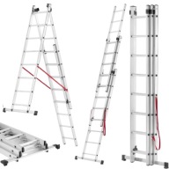 DRABINA ALUMINIOWA SKŁADANA 3x8 ROZKŁADANA SCHODOWA DOMOWA WIELOFUNKCYJNA