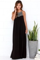 Amuse Society Sukienka Długa Czarna W Stylu Boho