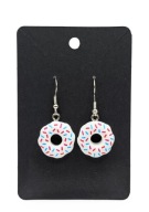 Kolczyki Pączki Donuty Białe dla kobiet dzieci na imprezę urodziny prezent