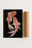 Plakat bez ramy 30x40cm Dwie Ryby Koi Yin Yang Orient Staw Szczęście