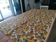 LNIANA ZASŁONA KUPON MATERIAŁU USŁANA KWIATAMI HERBACIANE RÓŻE 140x220 Nr.1