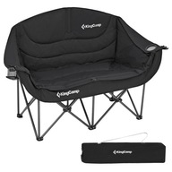 KingCamp Dwuosobowe Krzesło Kempingowe – Czarne, Składane XXL do 200 KG