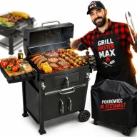 GRILL WĘGLOWY OGRODOWY XXXL DEKRAFT Z SZAFKĄ RUSZTEM ŻELIWNYM I POKROWCEM